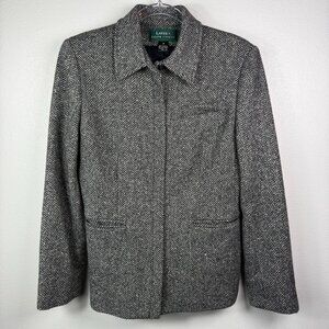 Lauren Ralph Lauren Women's 100% Lambs Wool Black & White Herringbone Jacket